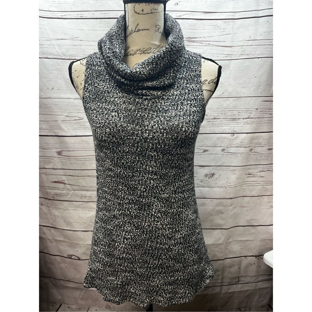 Dolan Left Coast Collection Sleeveless Cowl Neck  Sweater Black White Speckle M‎